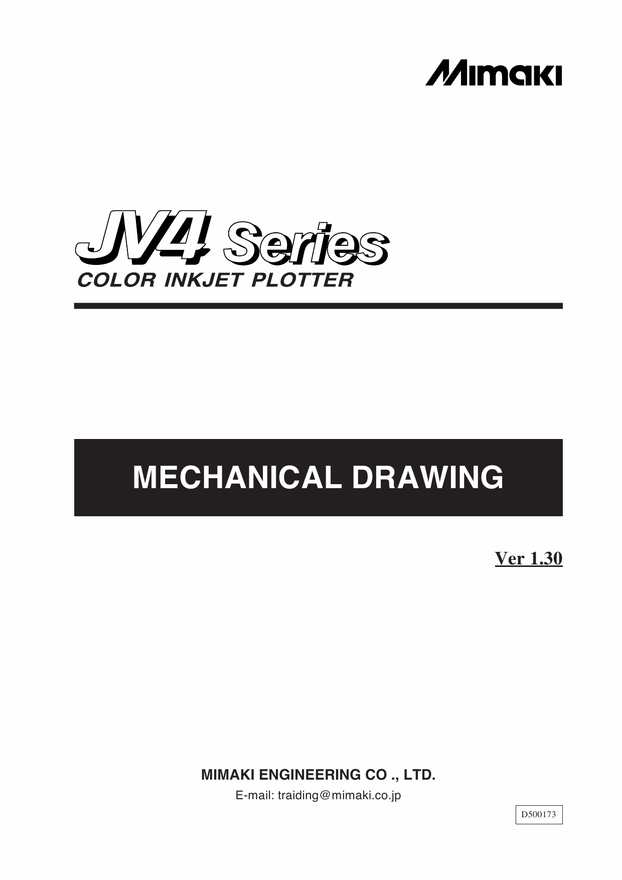 MIMAKI JV4 130 160 180 MECHANICAL DRAWING Parts Manual-1